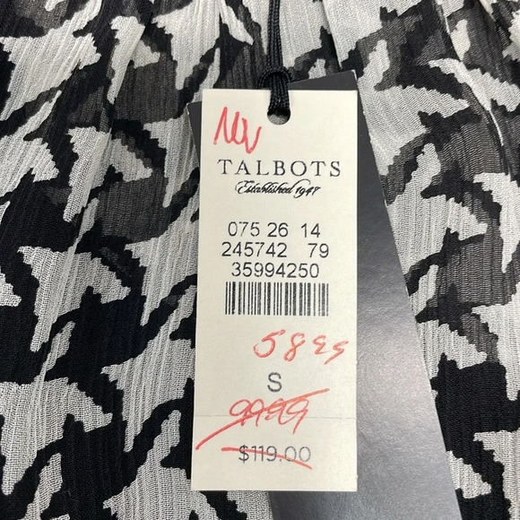 NWT Talbots 100% Silk Houndstooth Blouse with Black Camisole S - Picture 10 of 15
